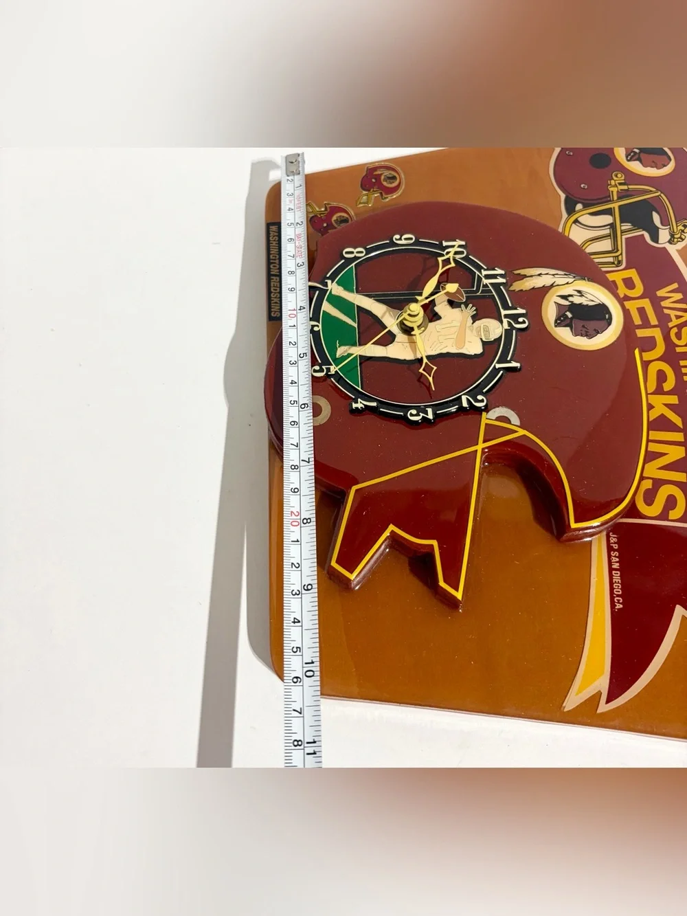 Washington Redskins Wall Clock Lacquer Wood Sports Bar NFL Football Man Cave VTG
